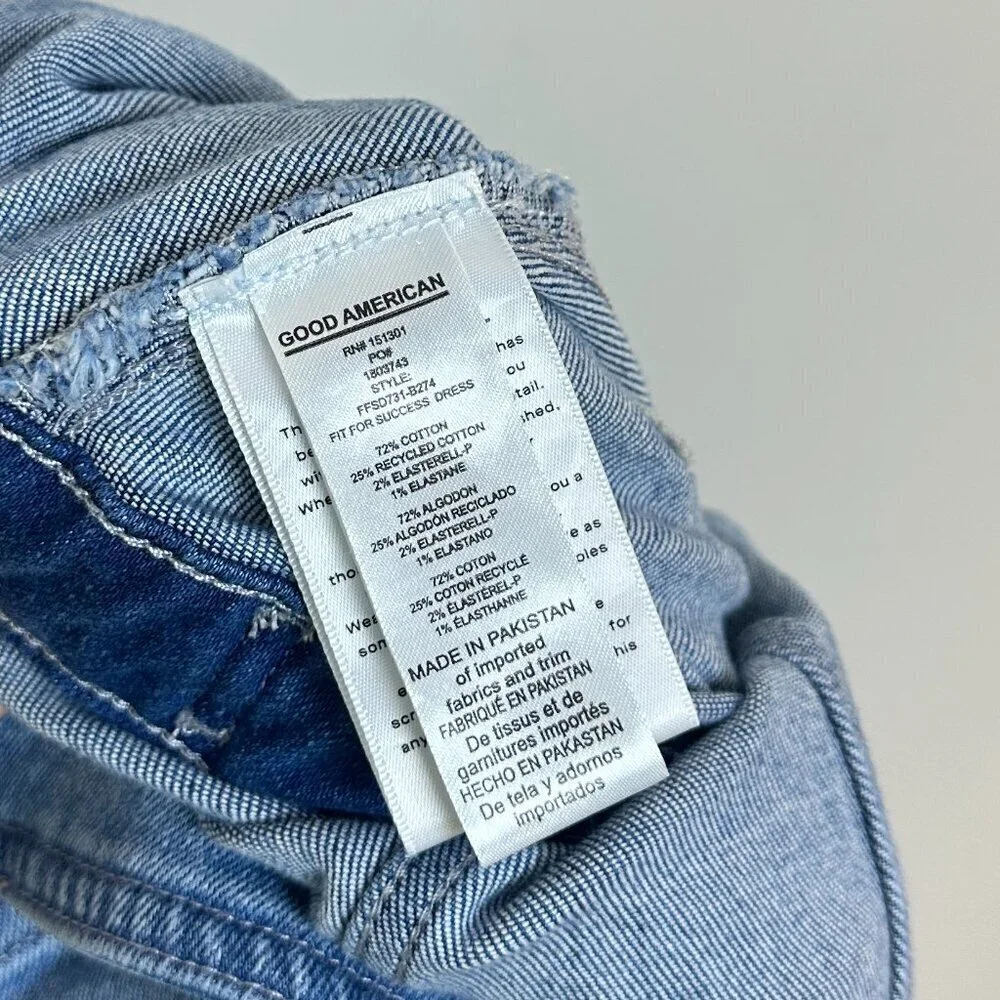 GOOD AMERICAN Fit for Success Denim Utility Dress Denim Medium Blue Size Small - Picture 9 of 16